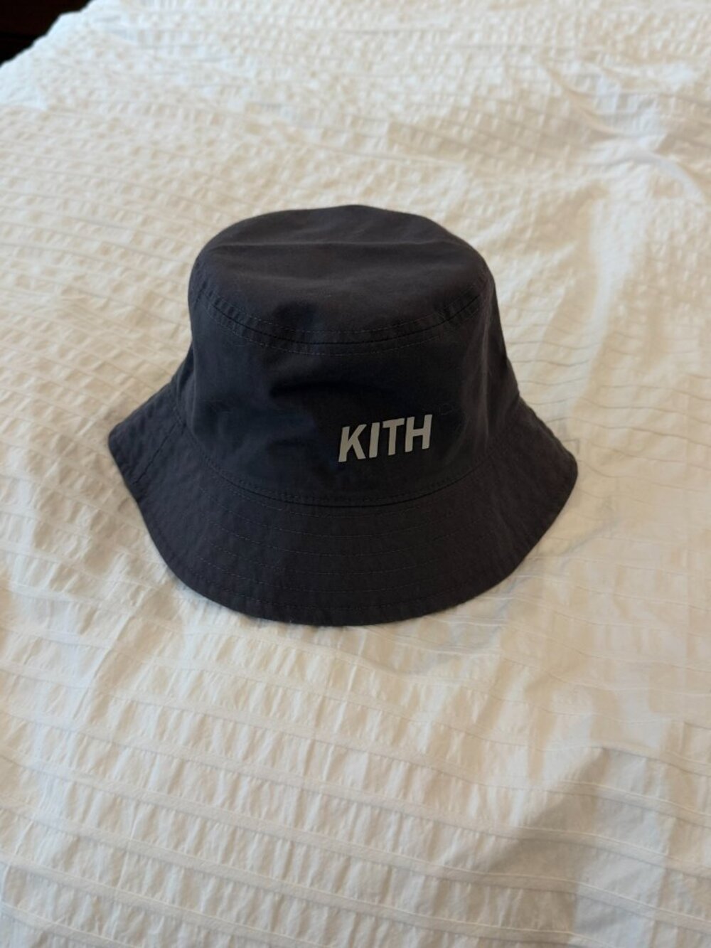 KITH Black Bucket Hat Logo Nylon Cotton Blend